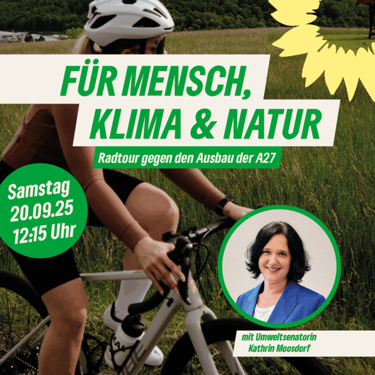 Für Mensch, Klima und Natur – Radtour gegen den Ausbau der A27 mit Kathrin Moosdorf und dem Grünen Kreisverband Bremen-Ost
